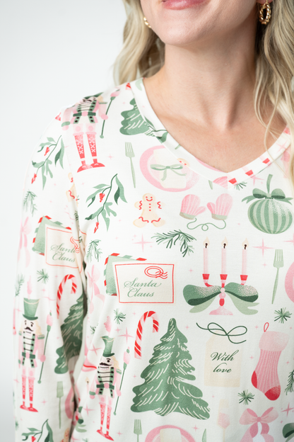 Larissa Long Sleeve - Pink Pine Noel