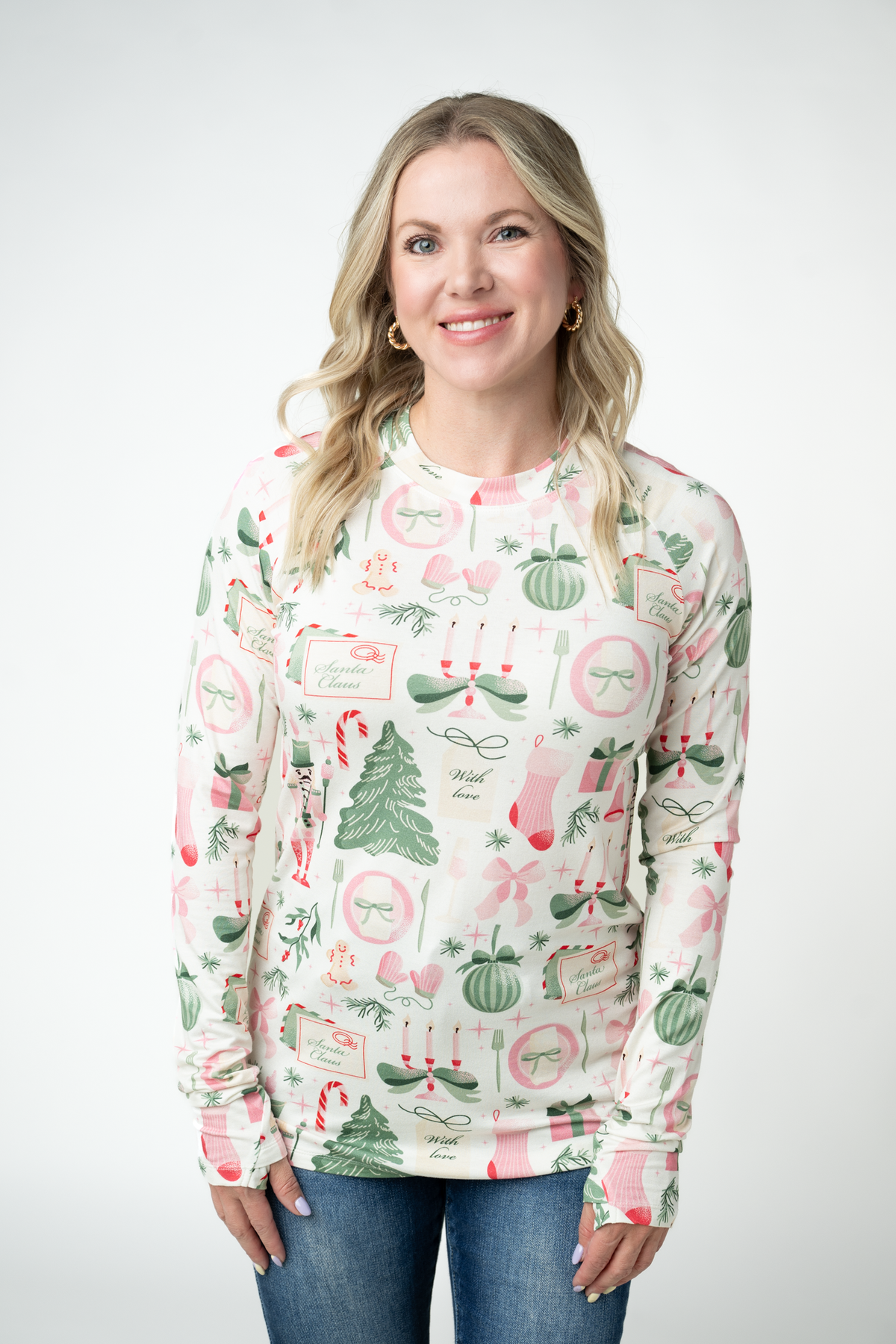 Blair Long Sleeve Top - Pink Pine Noel