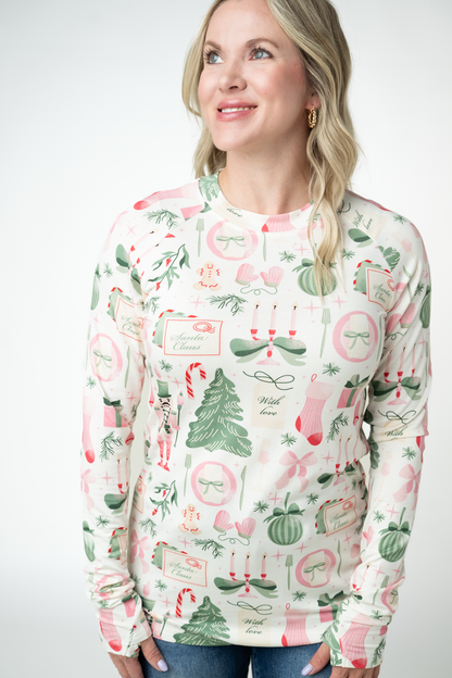 Blair Long Sleeve Top - Pink Pine Noel