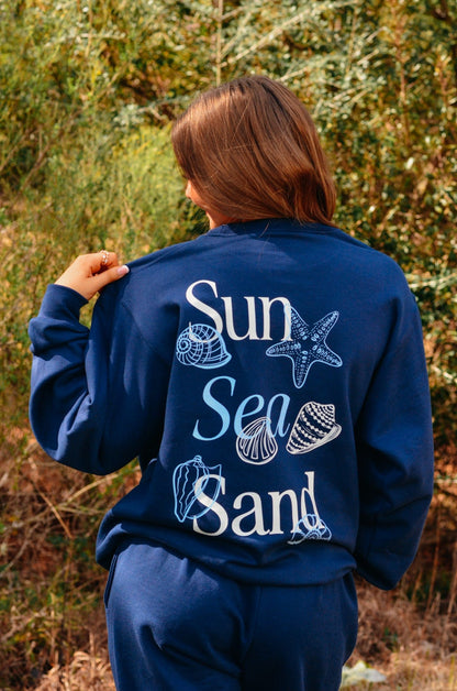 Sun Sea Sand Navy Sweatshirt