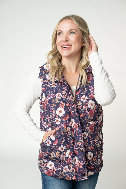 Remy Zip Up Vest - Blushwood Floral