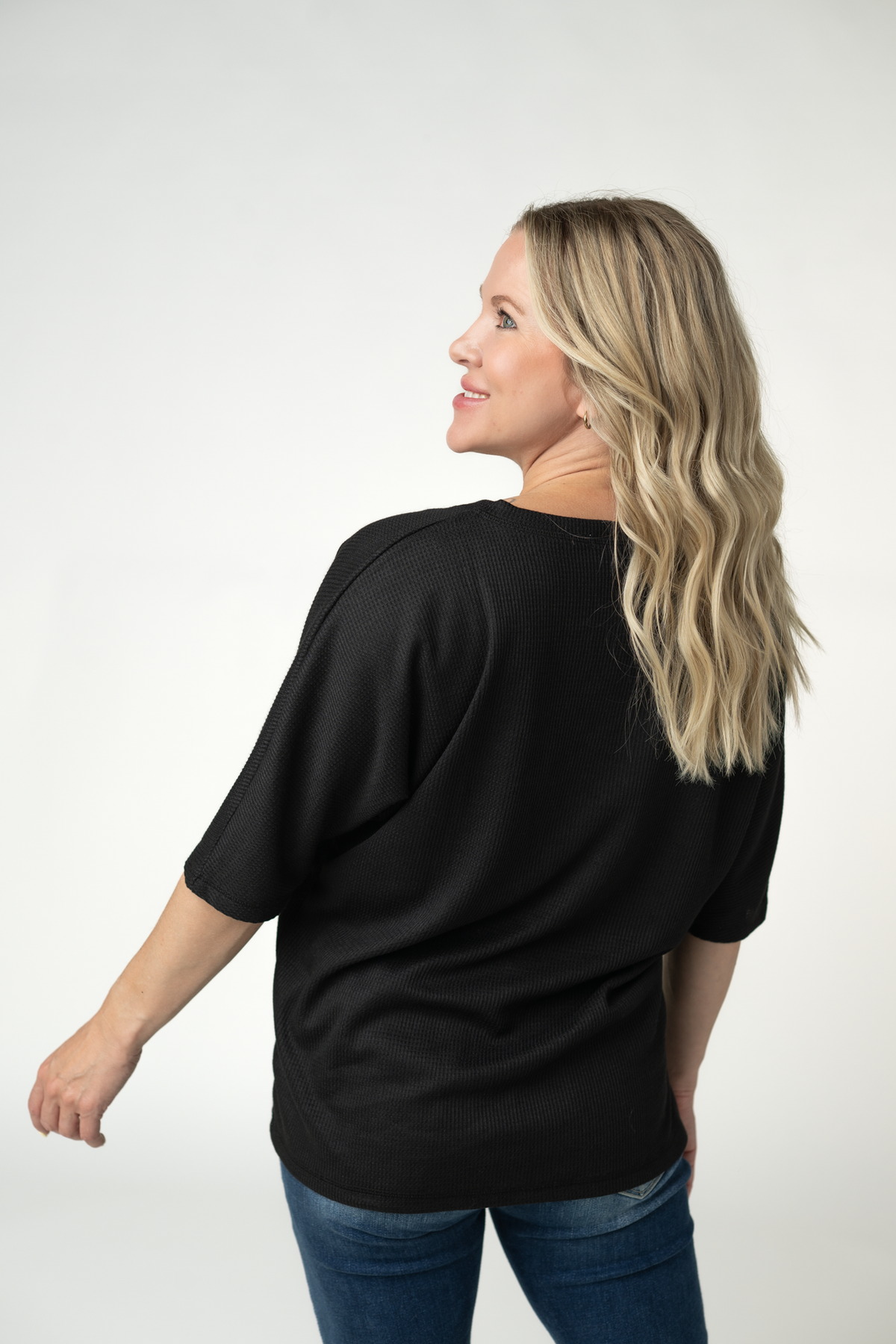 Emerson Waffle Top - Black