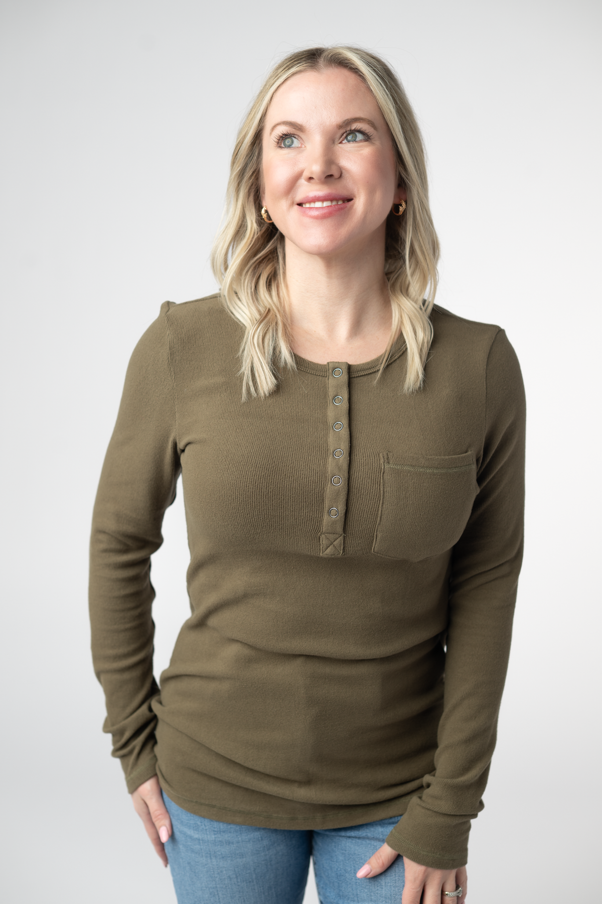 Georgia Long Sleeve Top - Olive