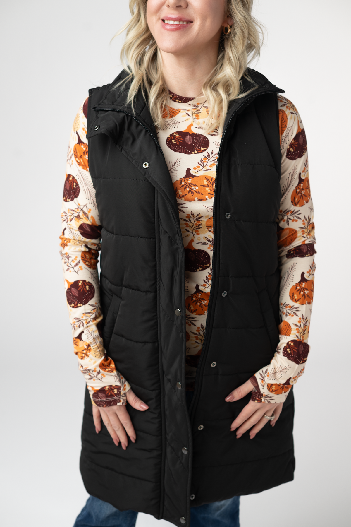 Harlow Long Vest - Black