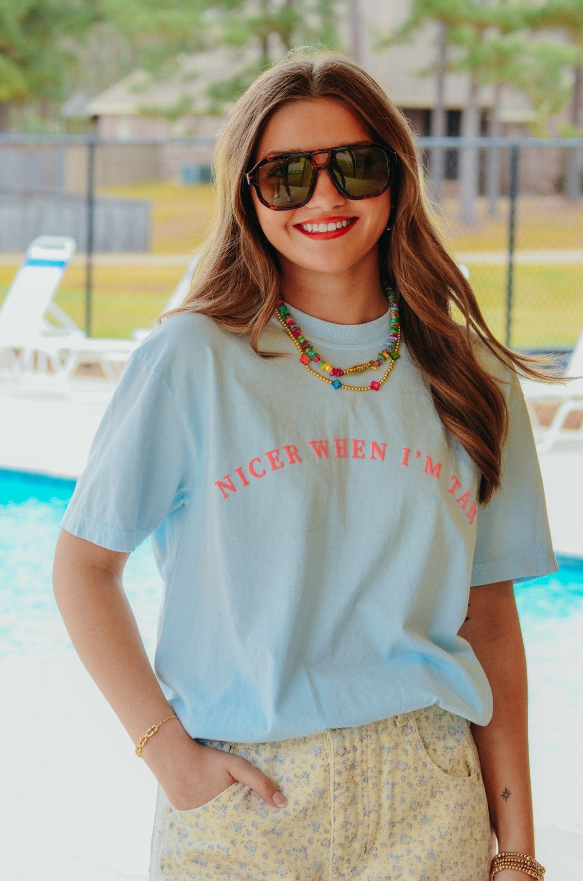 Nicer When I'm Tan Light Blue Tee