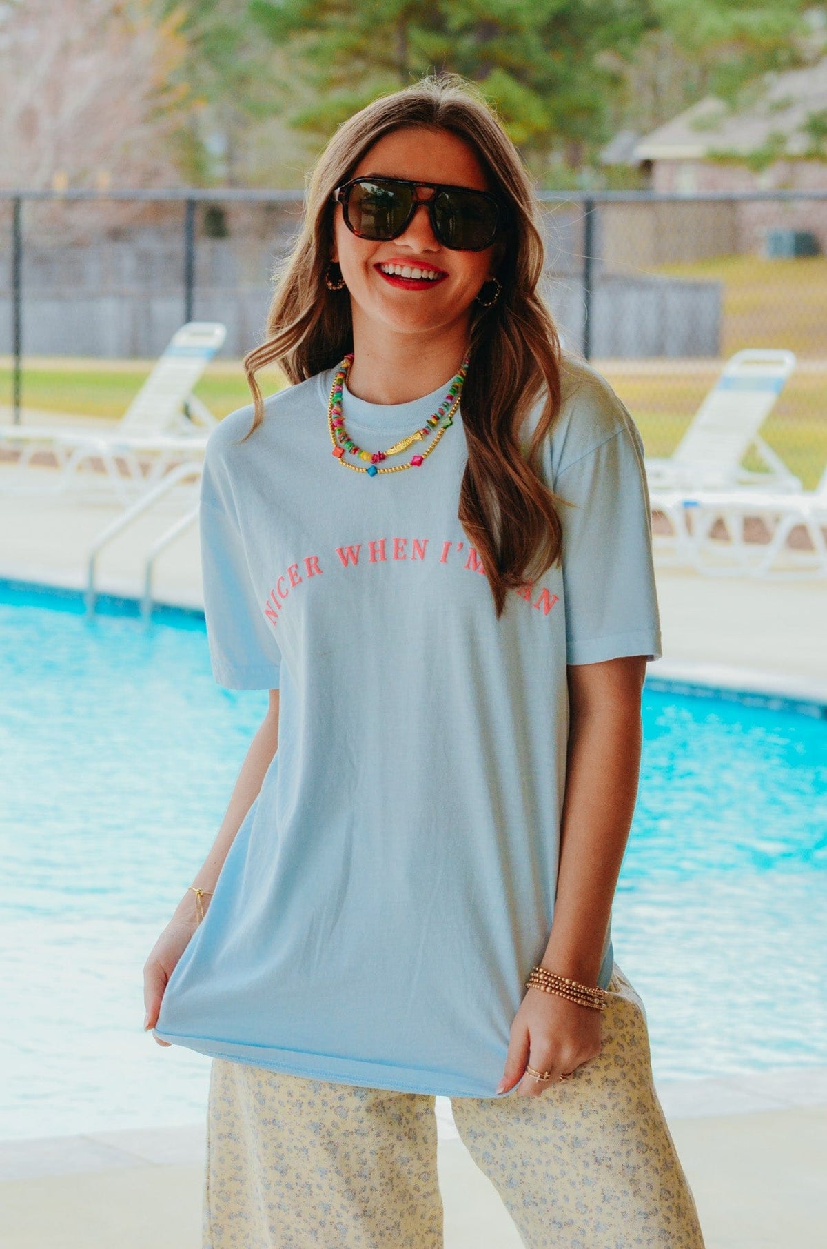 Nicer When I'm Tan Light Blue Tee