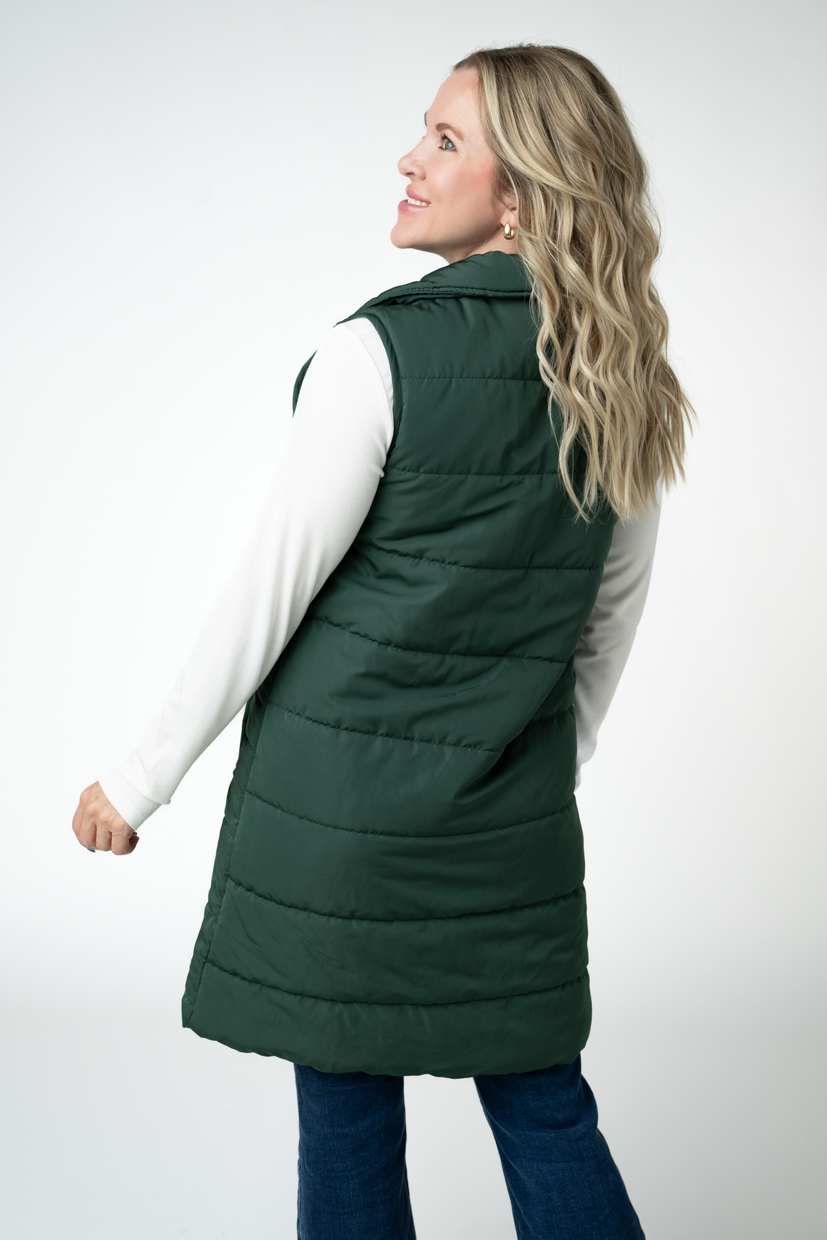 Harlow Long Vest - Evergreen