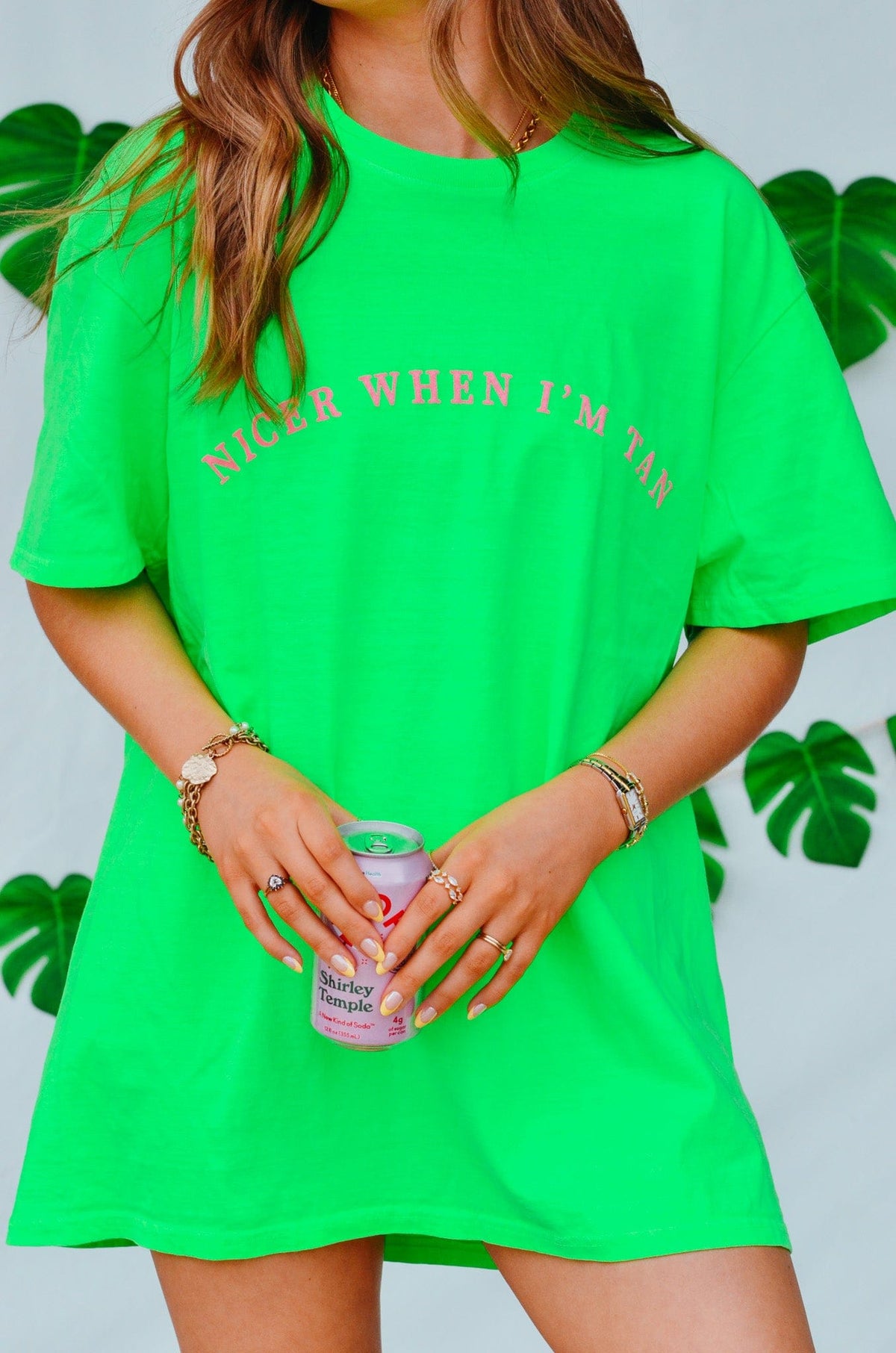 Nicer When I'm Tan Neon Green Tee