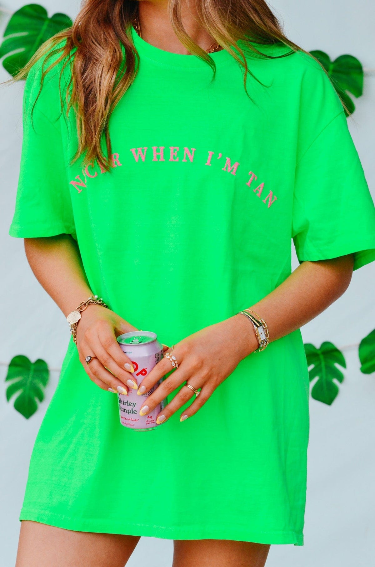 Nicer When I'm Tan Neon Green Tee
