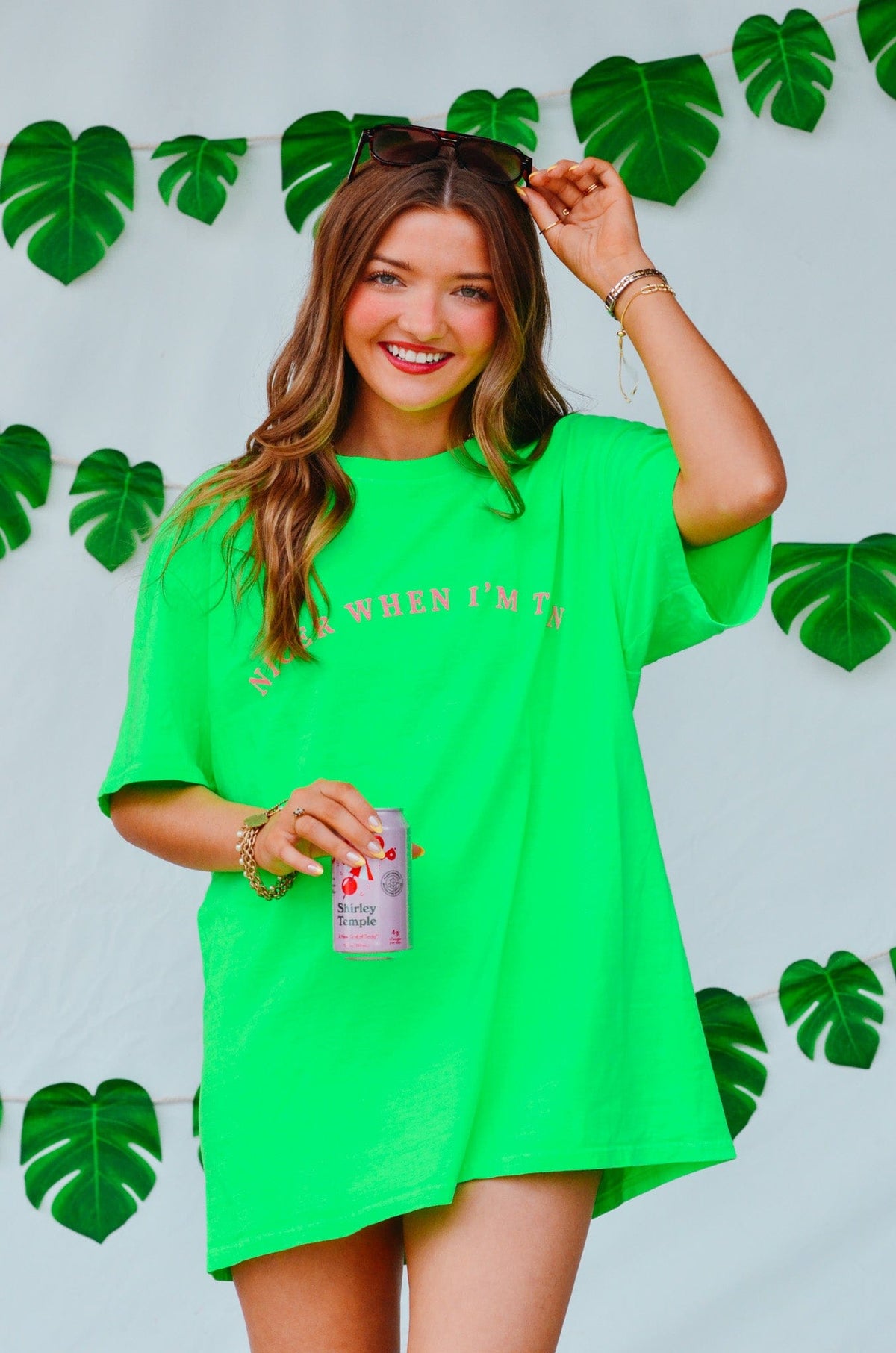 Nicer When I'm Tan Neon Green Tee