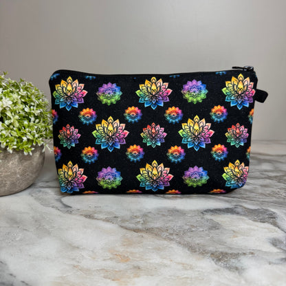 Pouch - Rainbow Mandala on Black