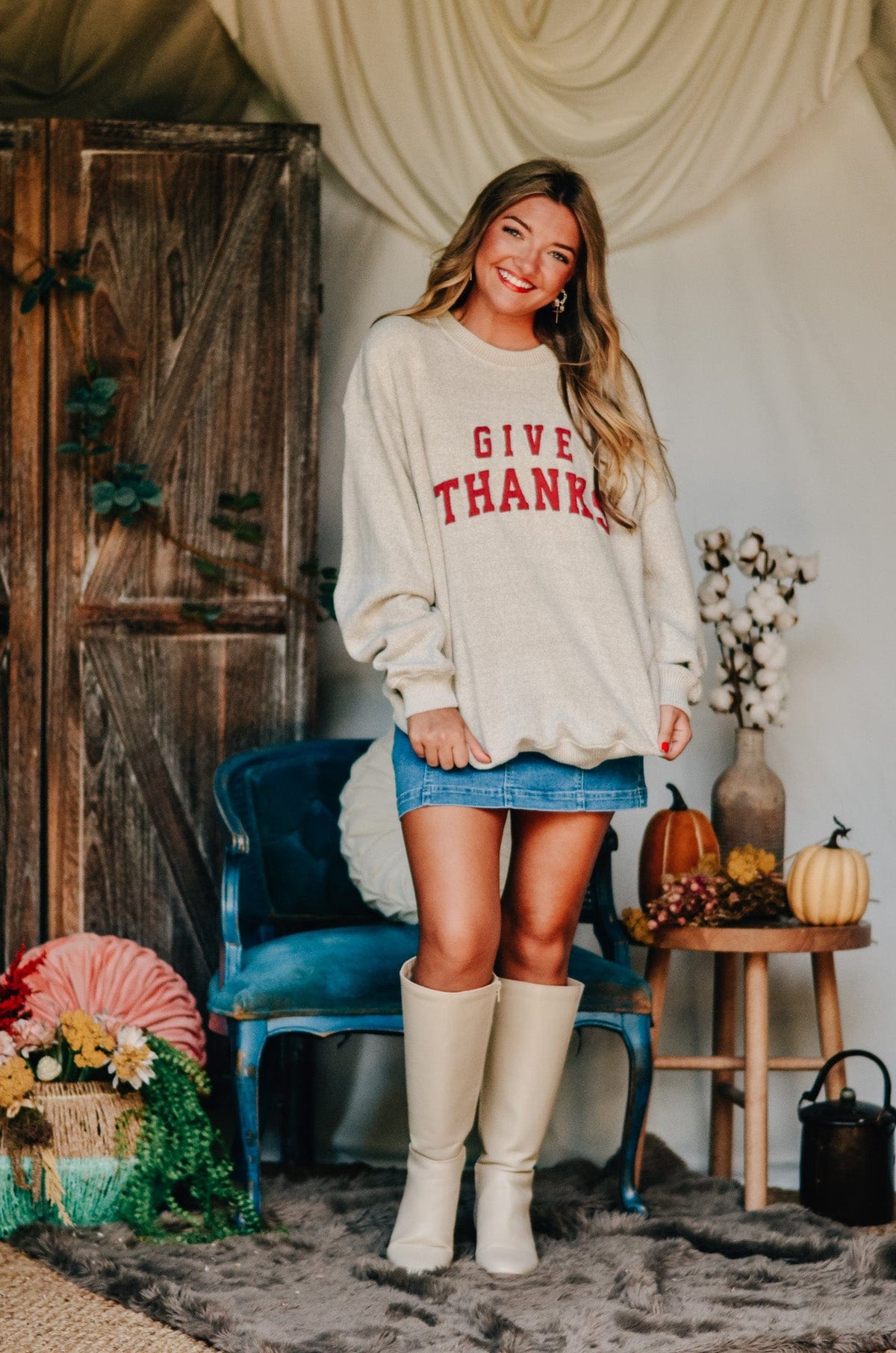 Give Thanks Knit Sweatshirt