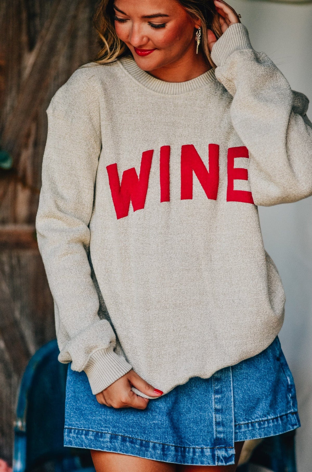 Wine Knit Sweatshirt