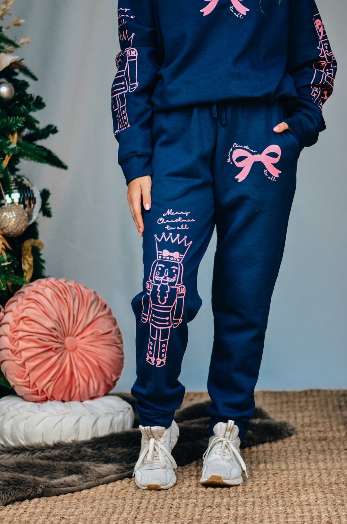 Nutcracker Bows Navy Joggers