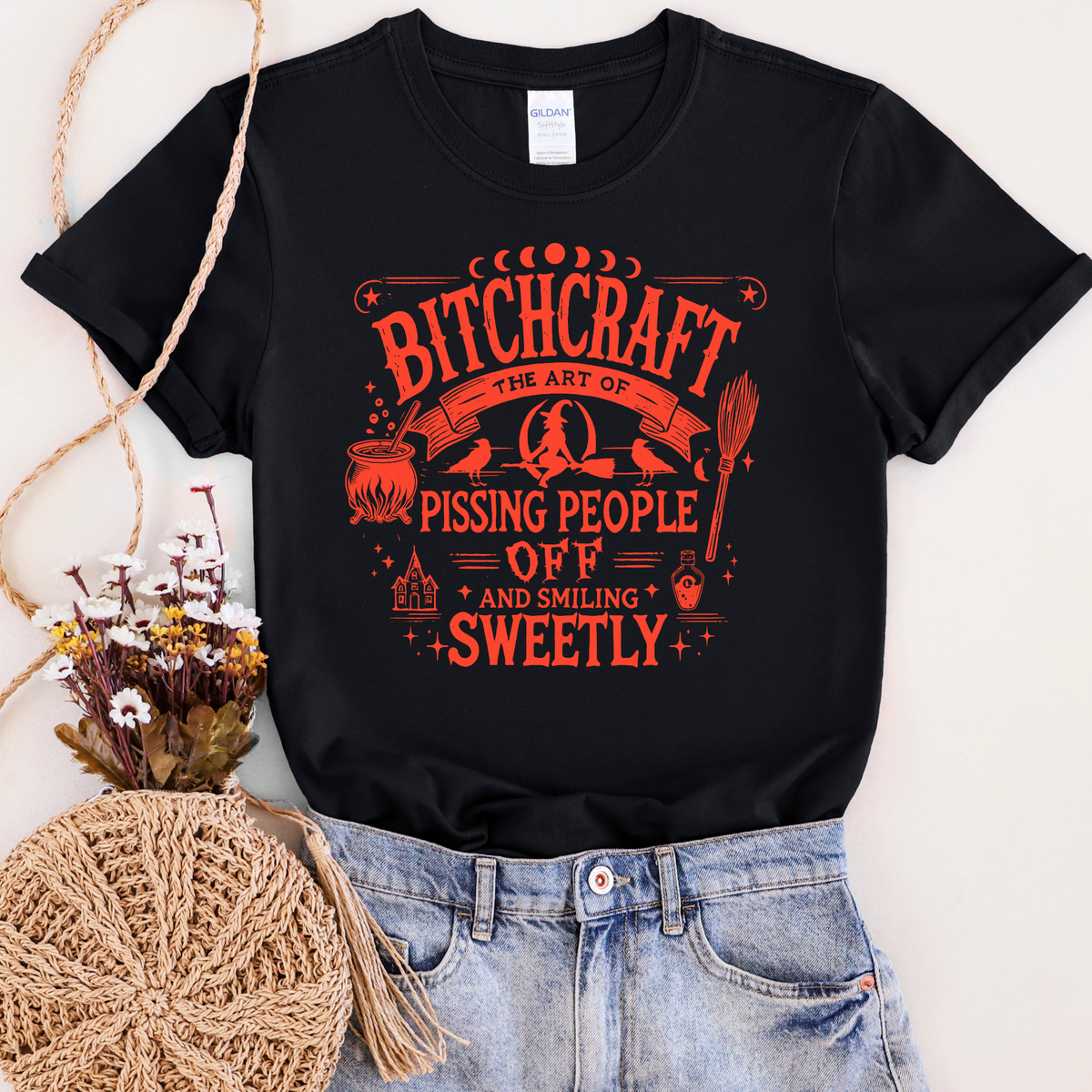 Bitchcraft Orange Graphic Tee