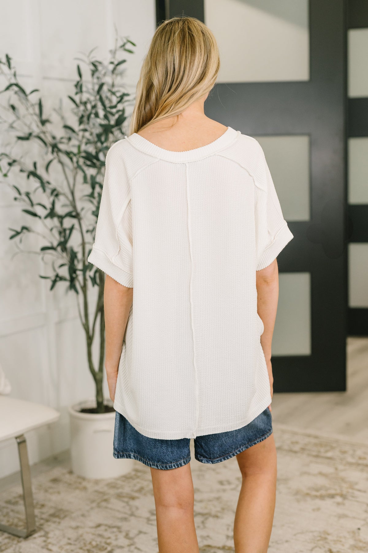 Growing Restless V-Neck Tee in White
