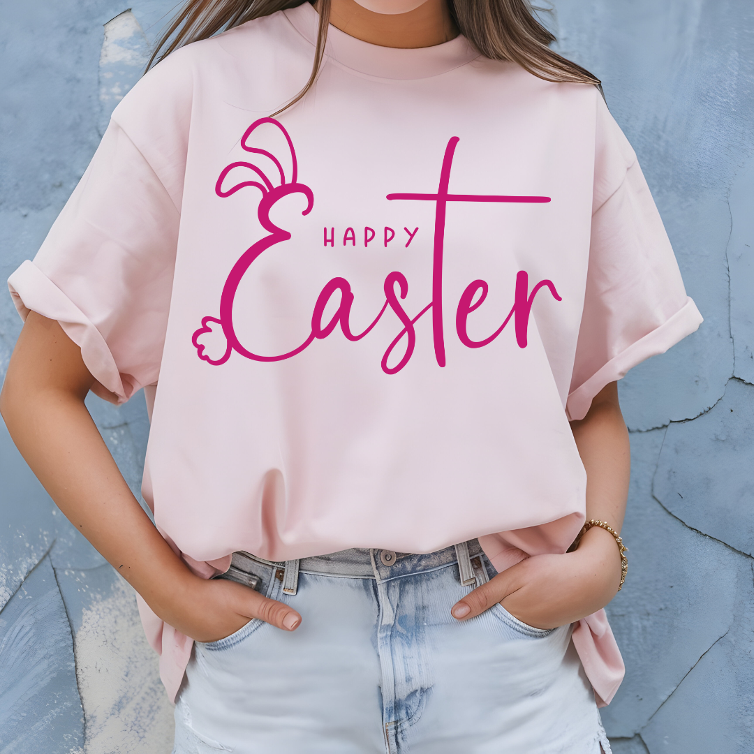 Happy Easter with Bunny Ears Graphic Tee