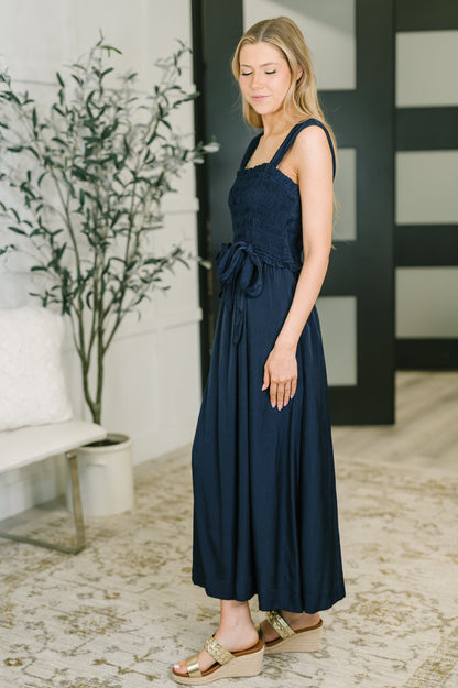 Hold Me Down Midi Dress in Navy