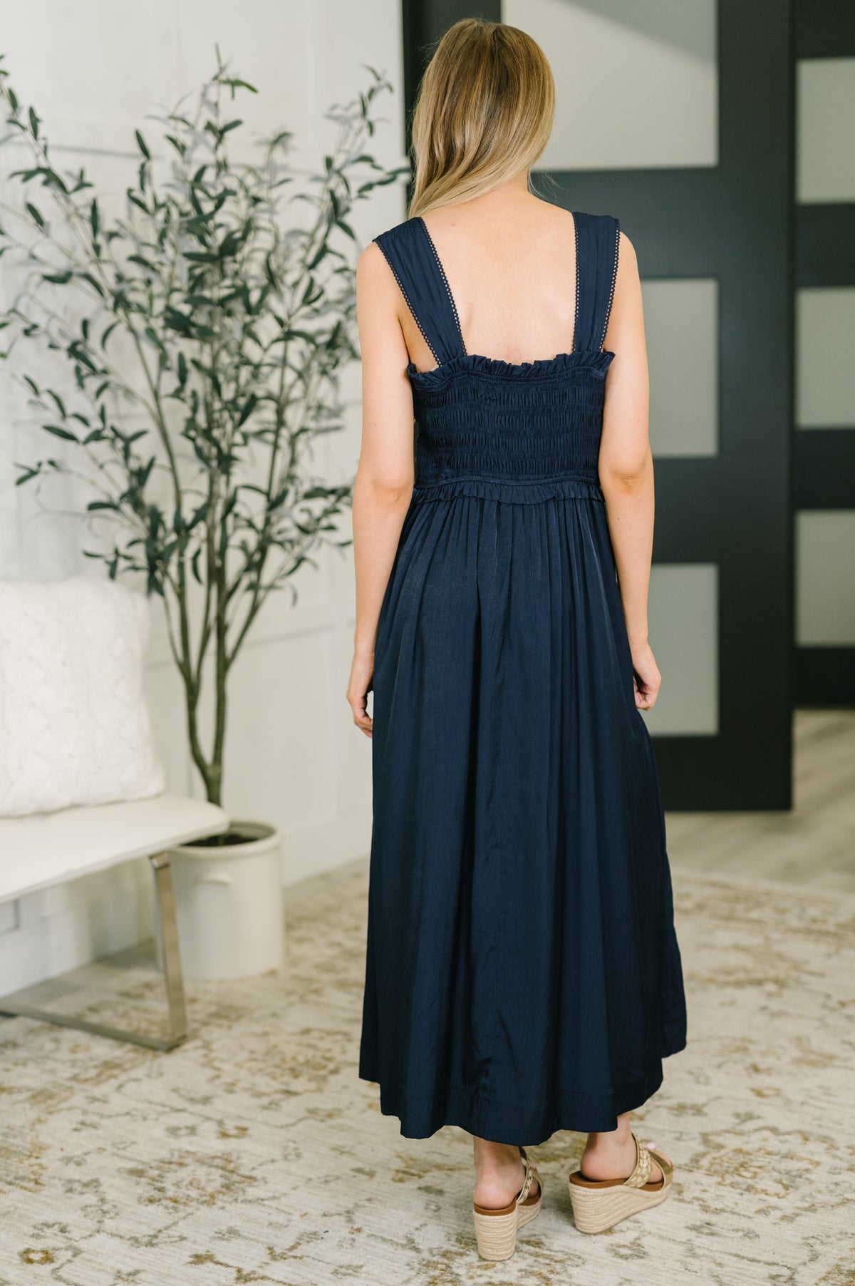 Hold Me Down Midi Dress in Navy