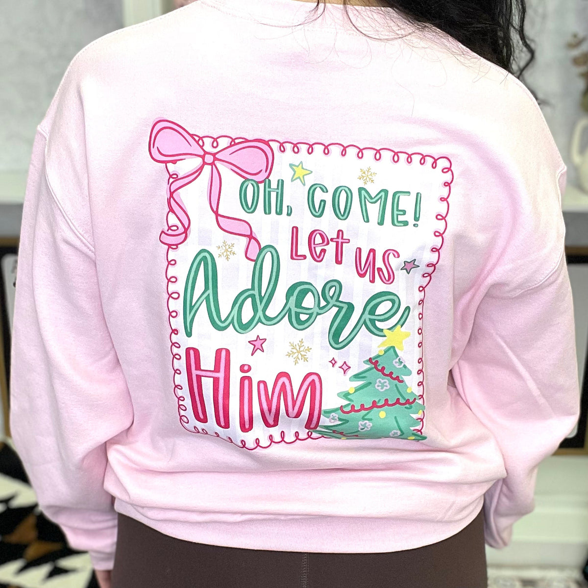 Adore Him Pink Graphic Crewneck