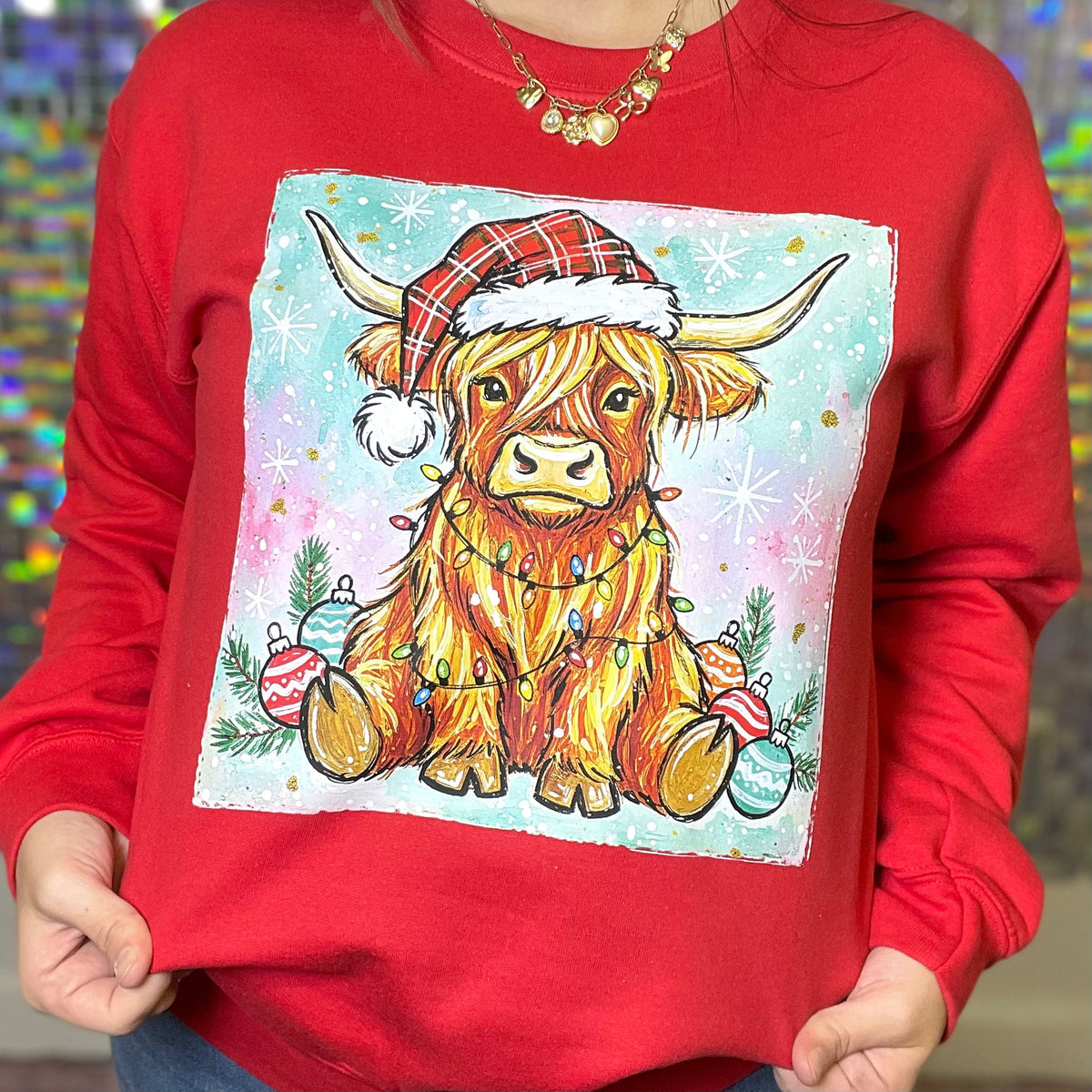 Highland Cow Christmas Graphic Crewneck
