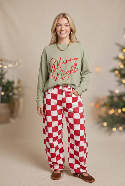 Merry Nights Waffle Sweater