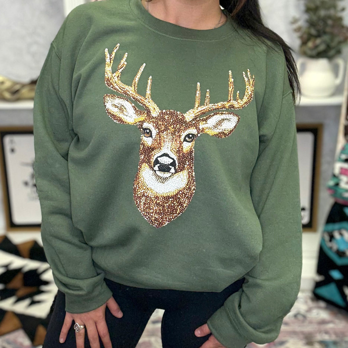 Sequin Buck Crewneck