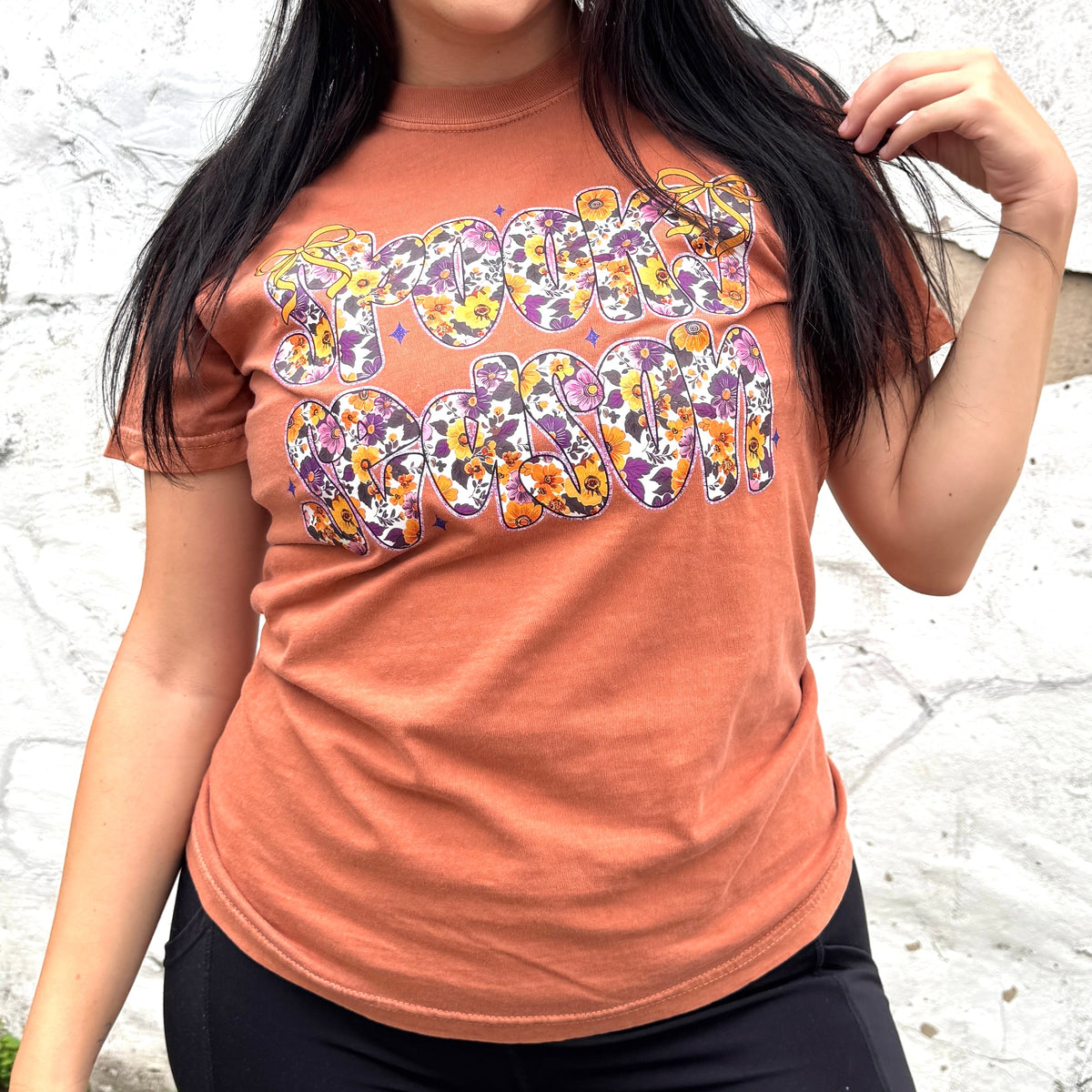 Floral Spooky Season Words Soft Graphic Tee
