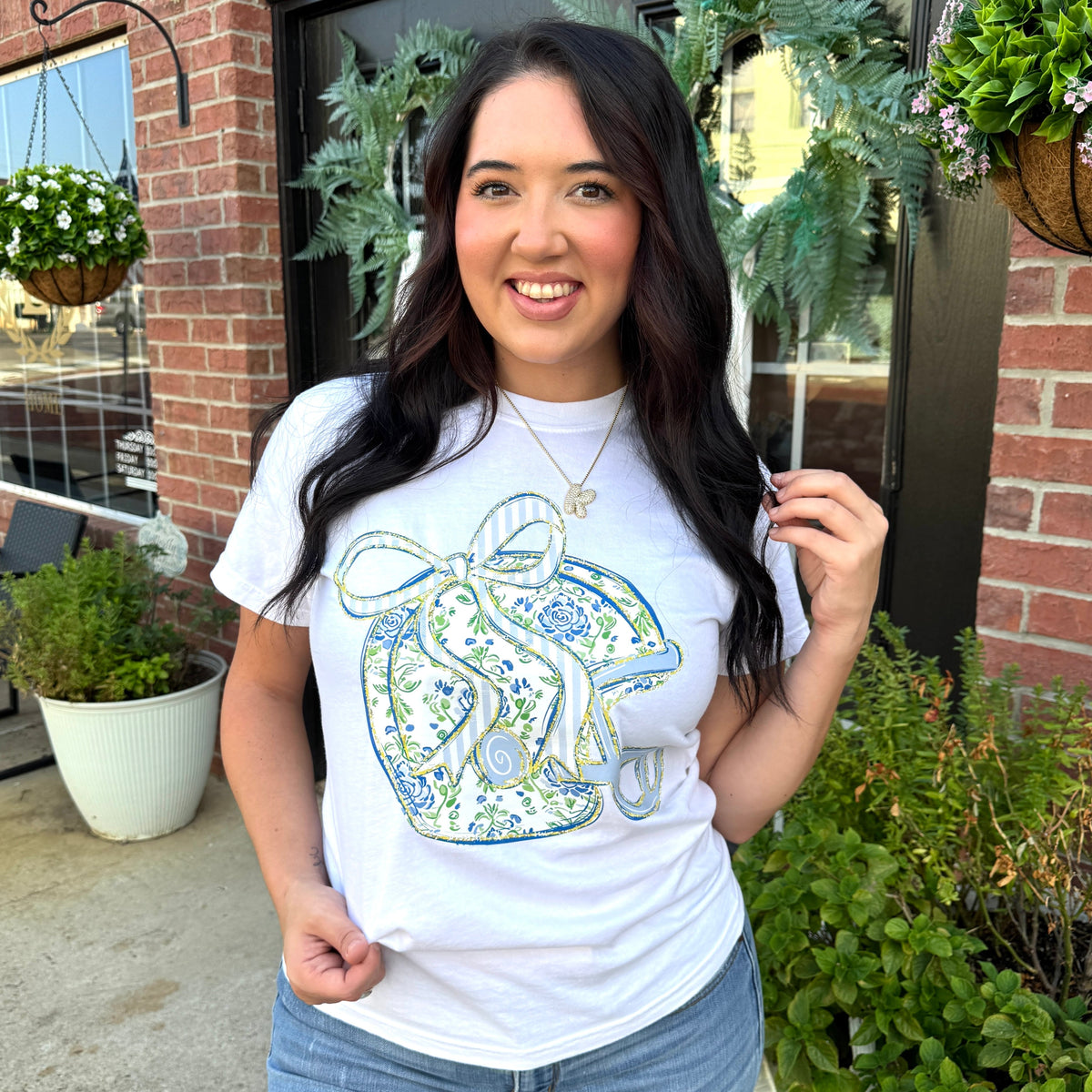Floral Football Helmet Graphic Tee