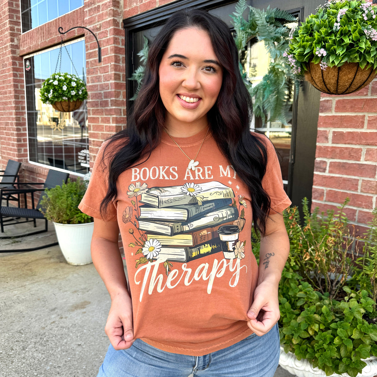 Books Are My Therapy Graphic Tee