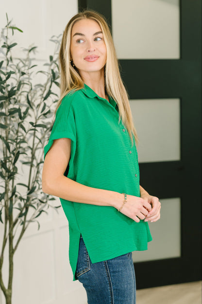 Keep Up Collared Button Down in Green