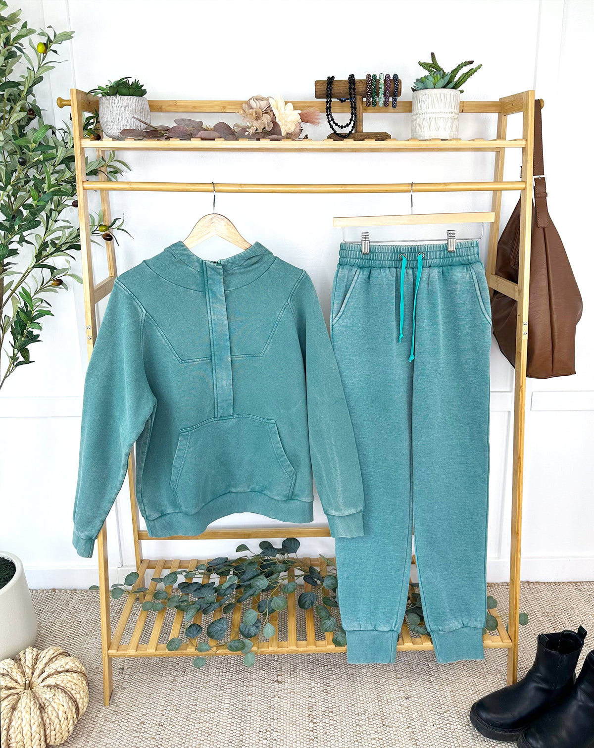 Vintage Wash Joggers - Teal