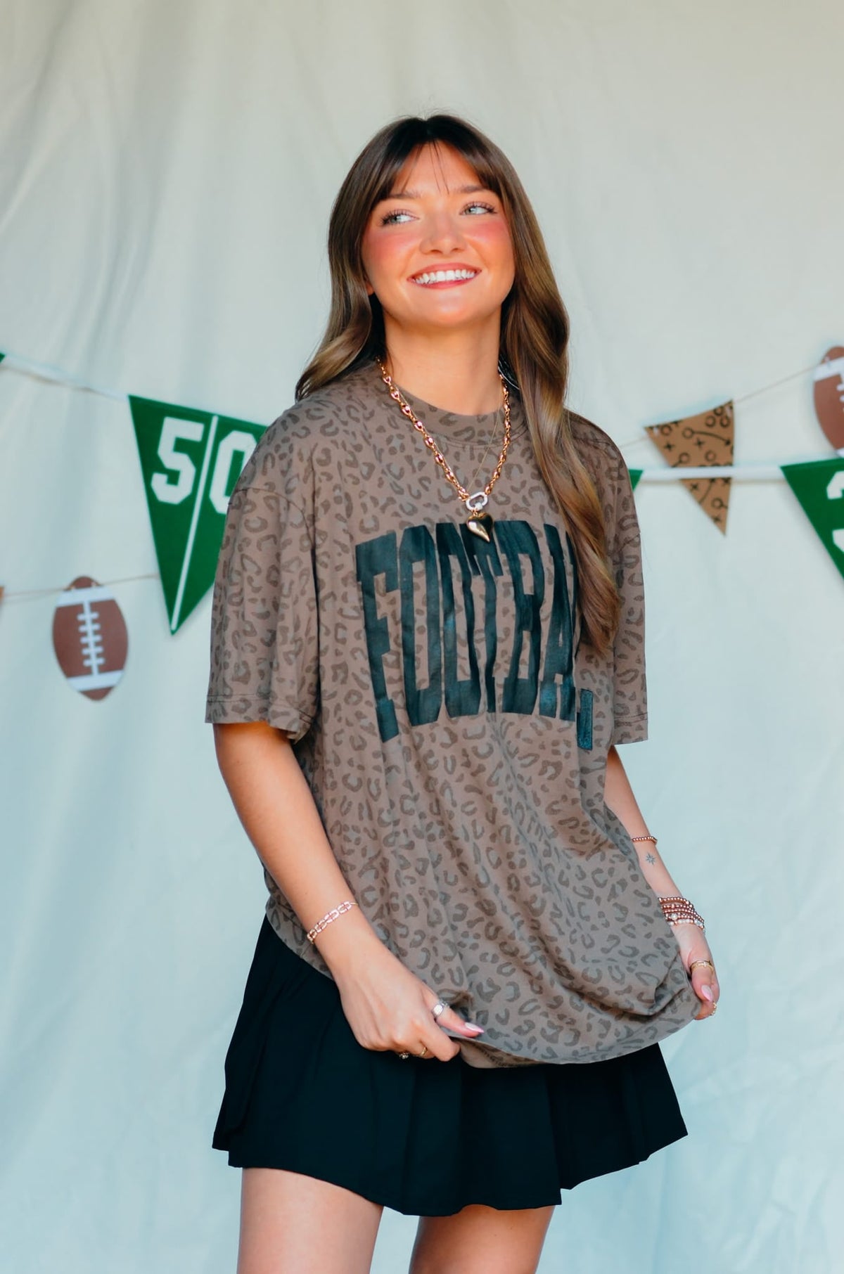Football Brown Leopard Tee