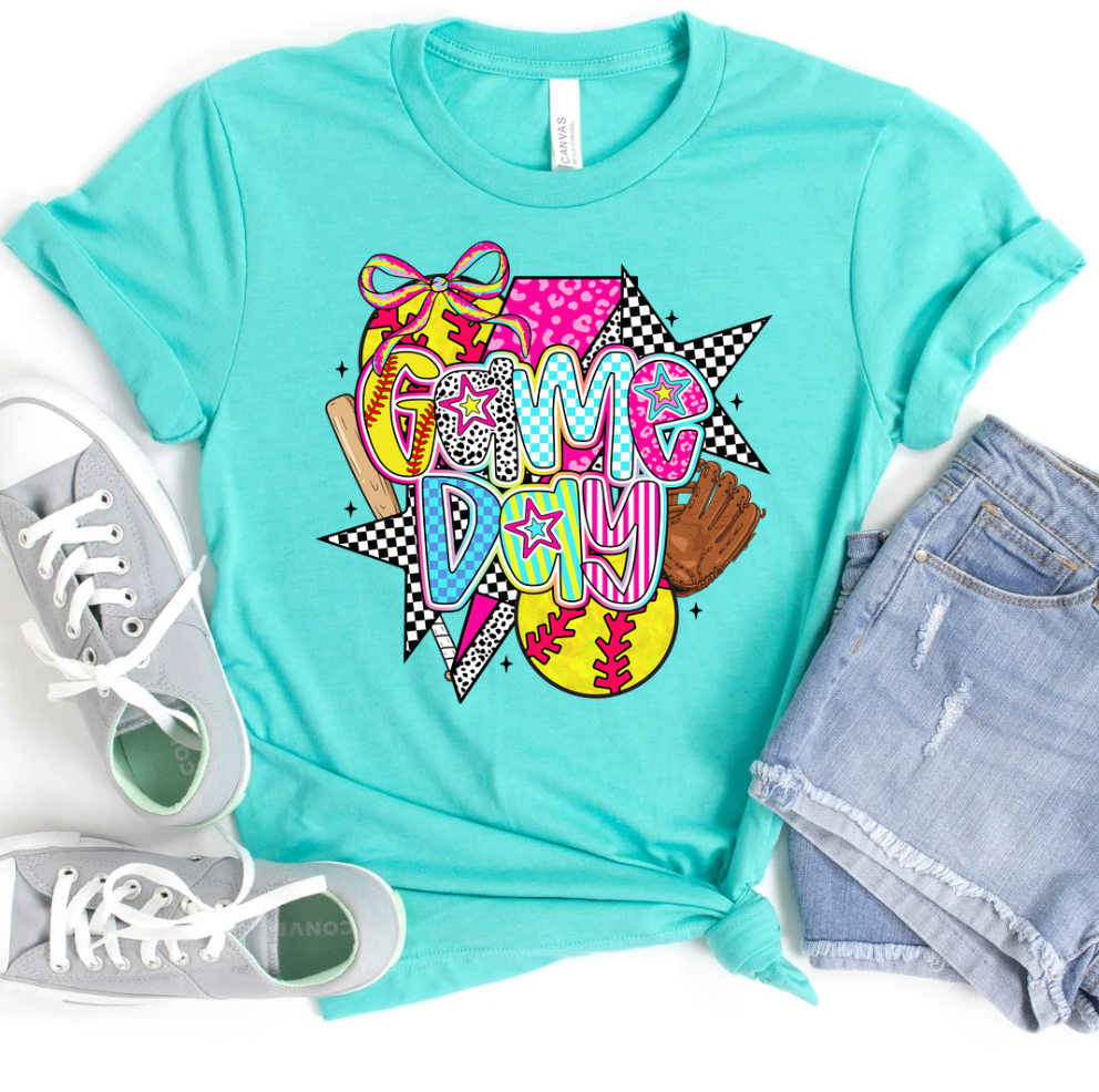 Lightning Bolt Game Day Softball Graphic Tee