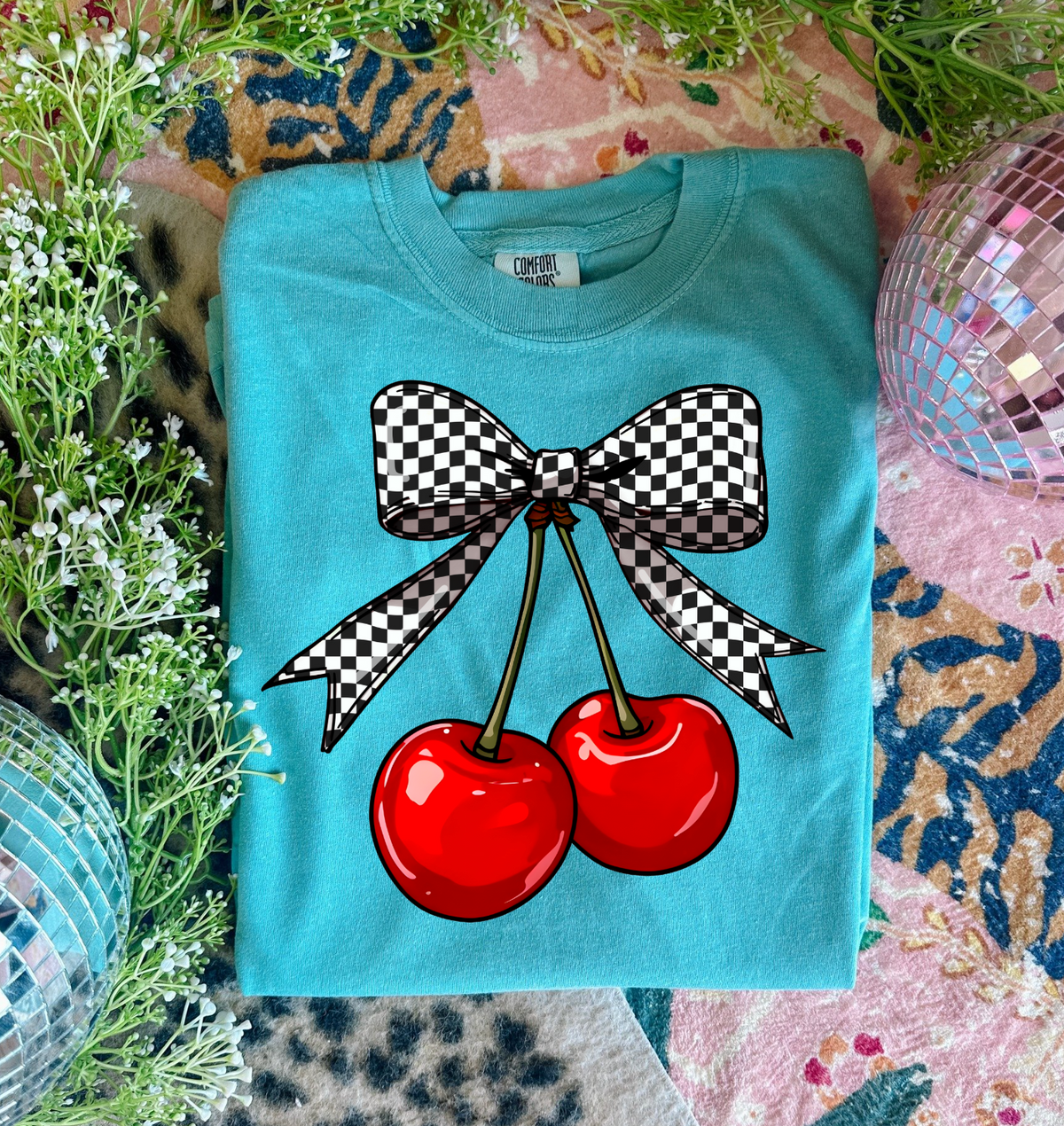 Plaid Cherries Graphic Tee