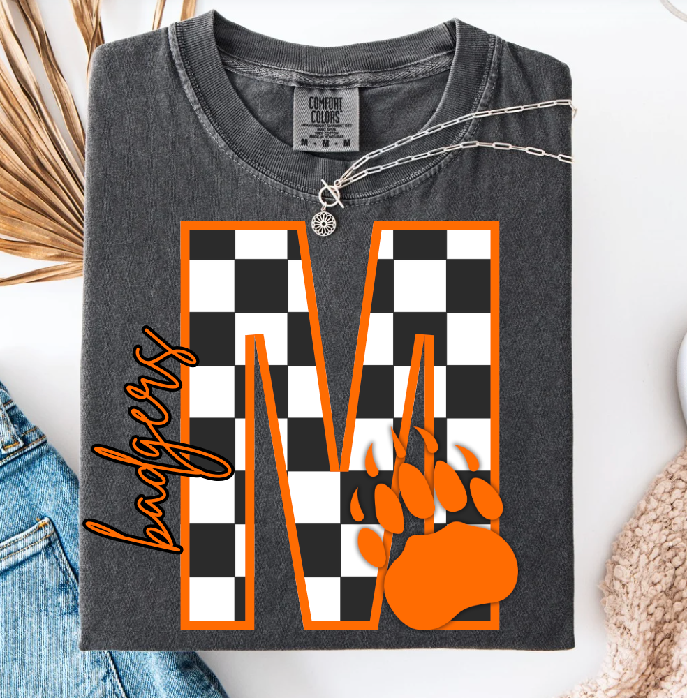 Block Letter Checker Graphic Tee
