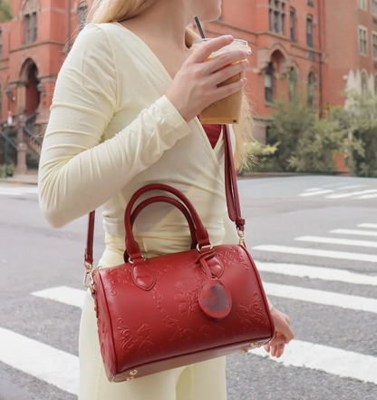 PREORDER Disney's Belle Gilded Ballroom Bowler Bag Midsize - Deep Red