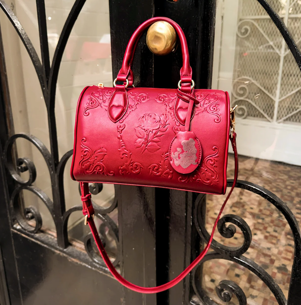 PREORDER Disney's Belle Gilded Ballroom Bowler Bag Midsize - Deep Red