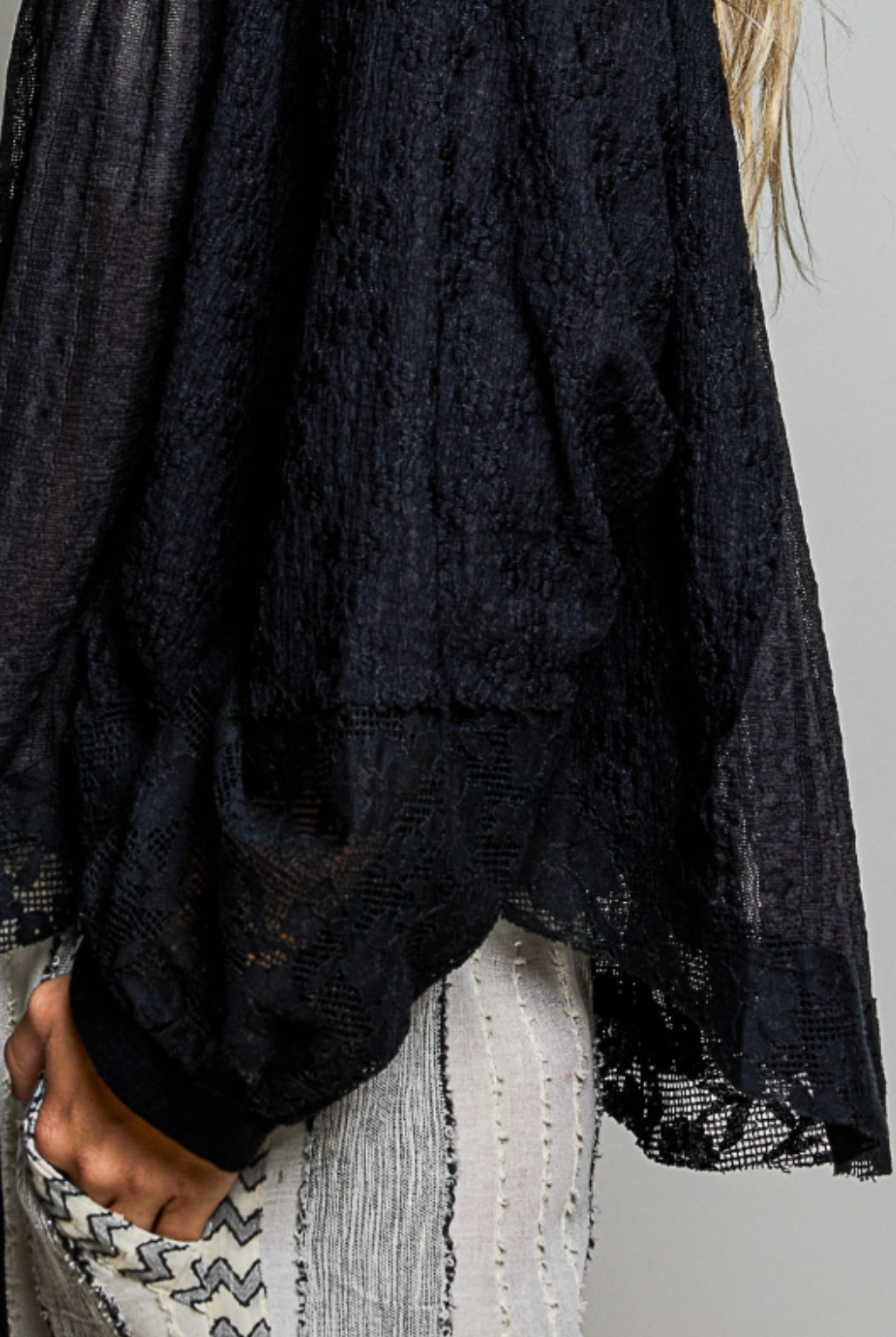 Midnight Romance Lace Button-Up Blouse