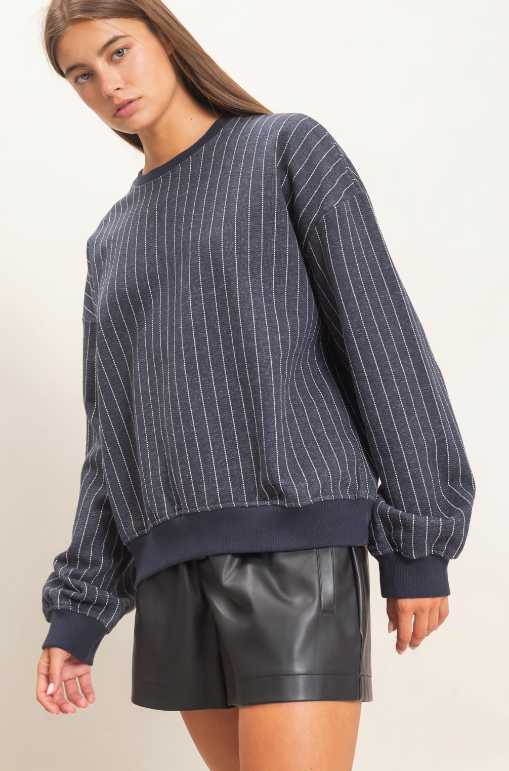 Navy Skies Contrast Top