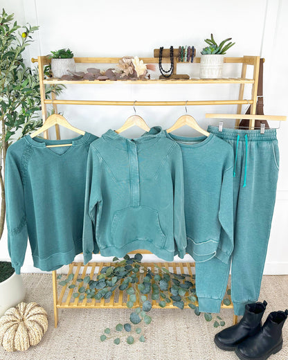 Vintage Wash Joggers - Teal