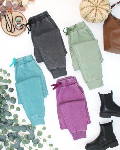 Vintage Wash Joggers - Teal