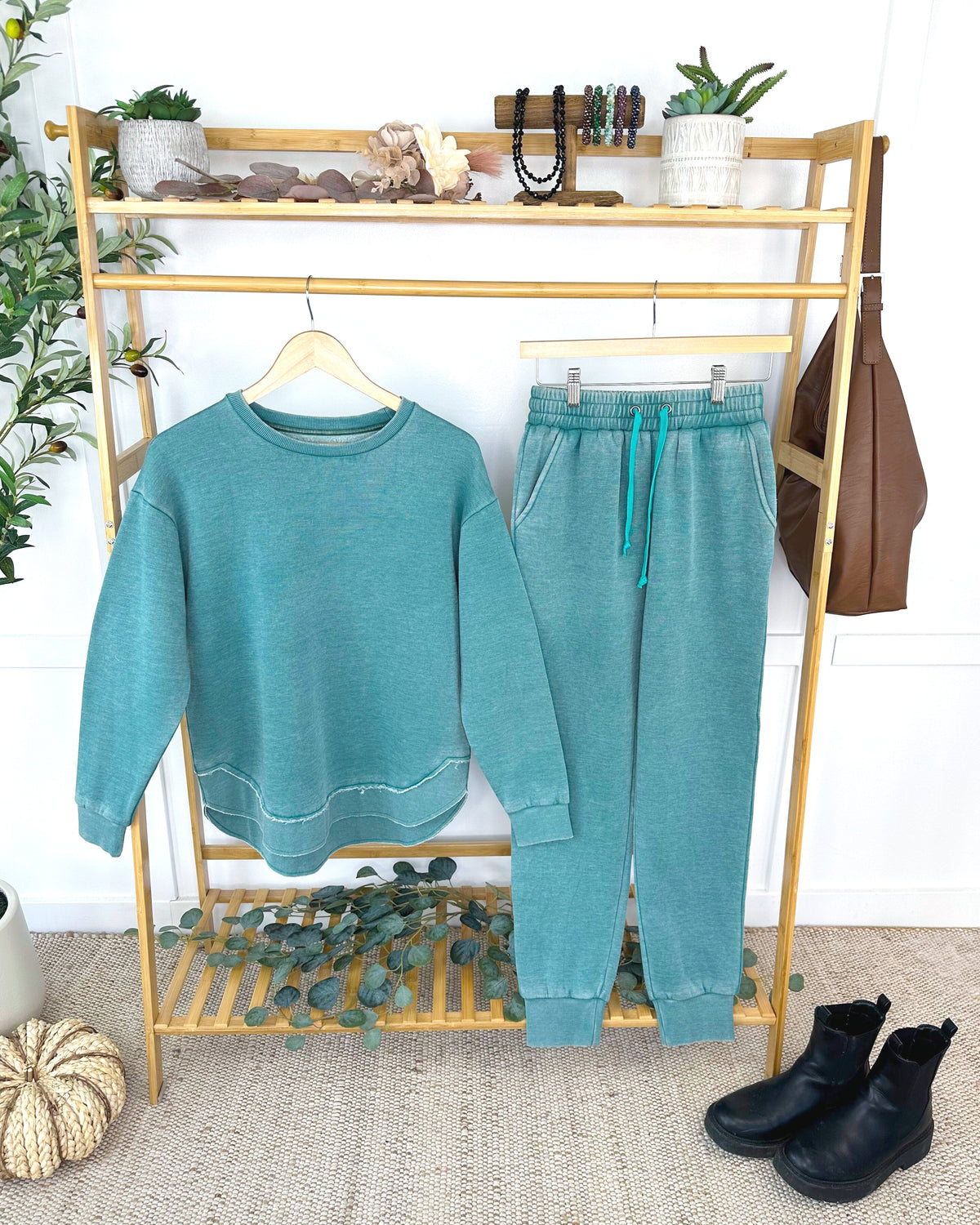 Vintage Wash Joggers - Teal