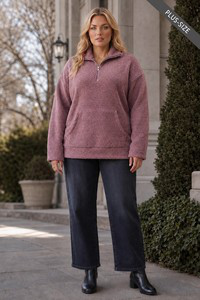 Sloane Mauve Quarter Zip Pullover plus size