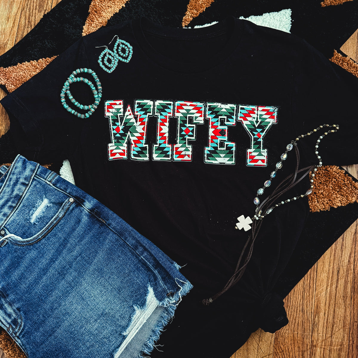 FestiviTees Women - Apparel - Shirts - T-Shirts Aztec Wifey Soft Graphic Tee