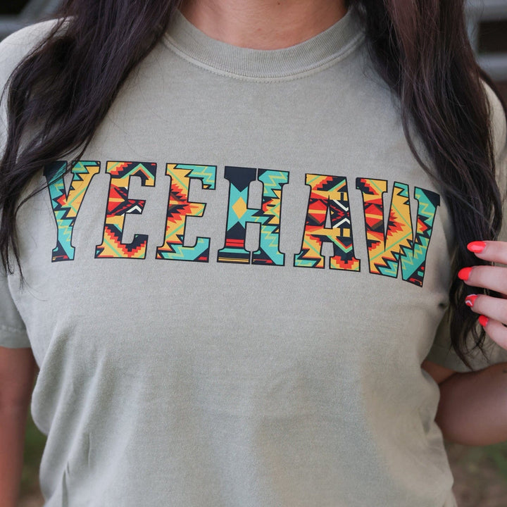 FestiviTees Women - Apparel - Shirts - T-Shirts Bold Aztec Yeehaw Soft Graphic Tee
