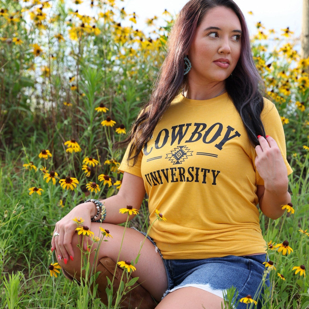 FestiviTees Women - Apparel - Shirts - T-Shirts Cowboy University Western Soft Graphic Tee