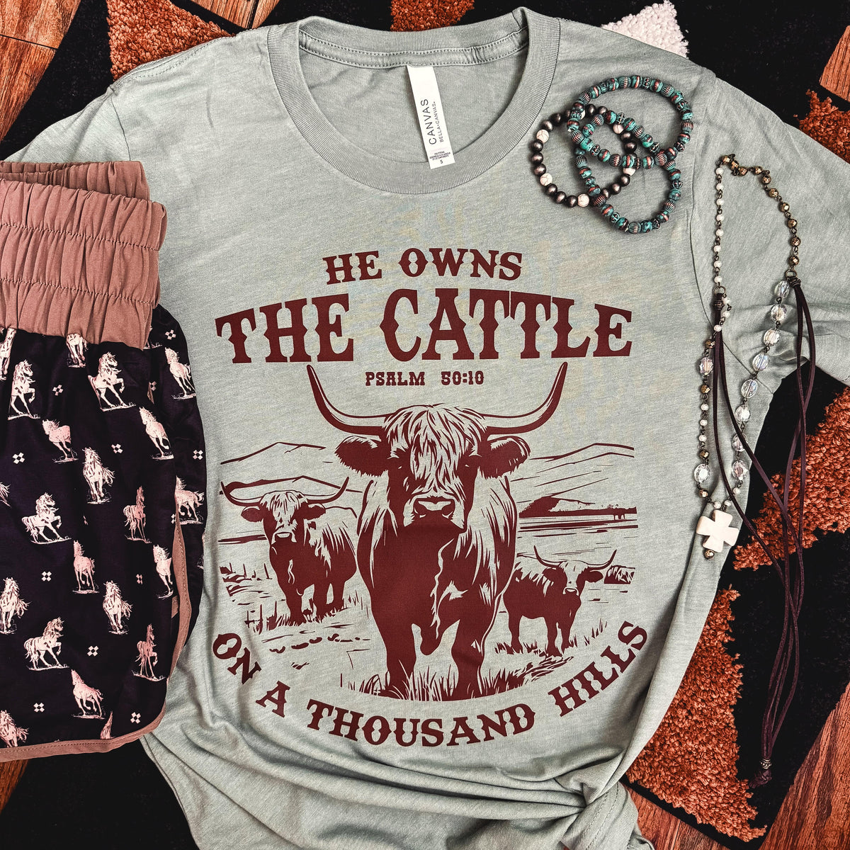 FestiviTees Women - Apparel - Shirts - T-Shirts He Owns the Cattle Psalm 50:10 Soft Graphic Tee