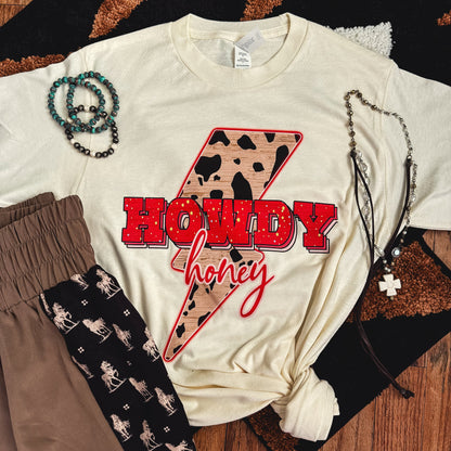 FestiviTees Women - Apparel - Shirts - T-Shirts Howdy Honey Lightning Bolt Soft Graphic Tee