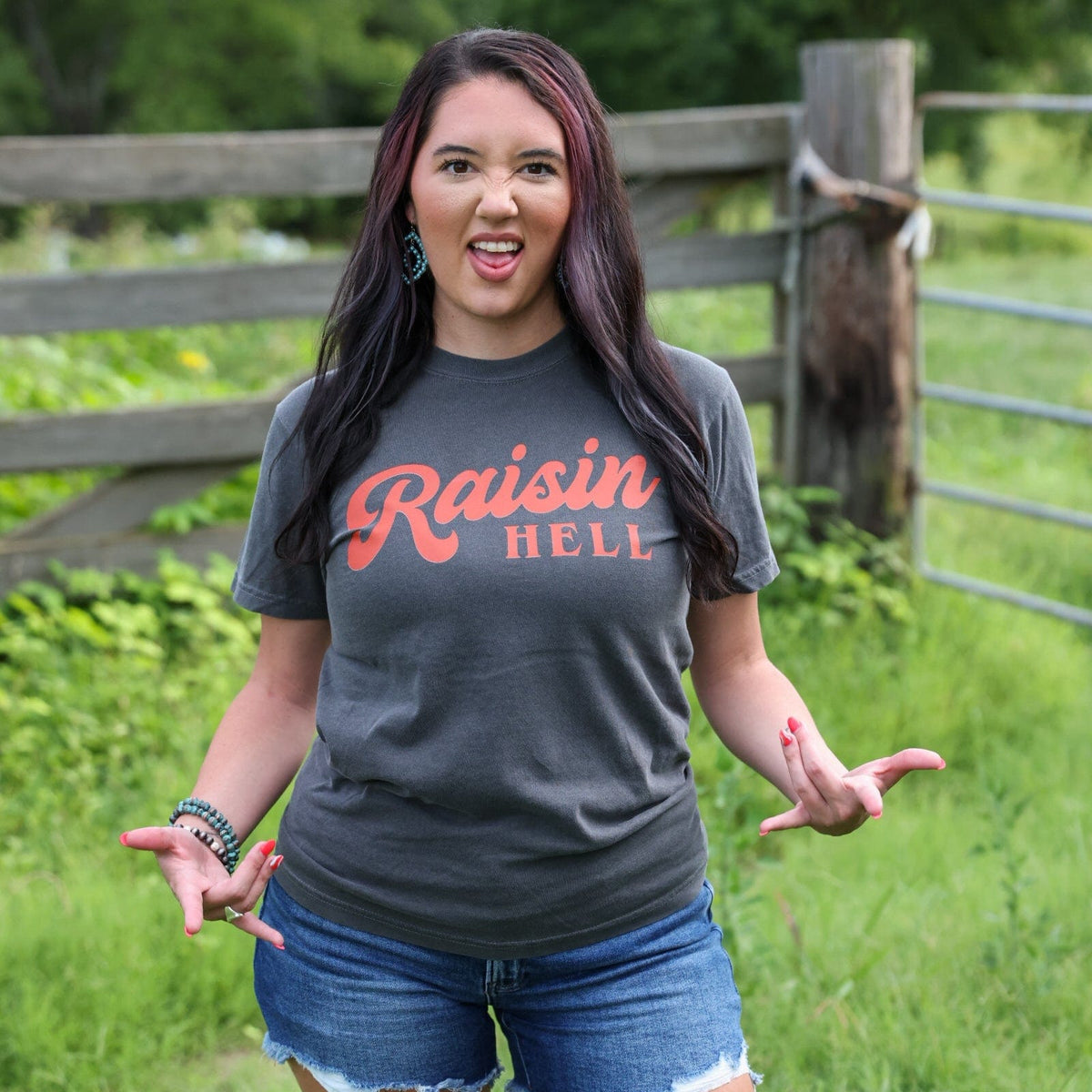 FestiviTees Women - Apparel - Shirts - T-Shirts Raisin’ Hell Retro Red Script Tee Soft Graphic Tee